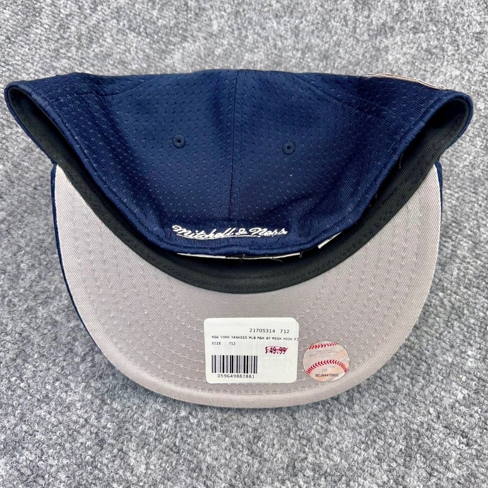 NY Yankees Hat Fitted 7‎ 1/2 M&N Blue Mesh BP 75th Side Patch 3D Team Logo Cap - Picture 8 of 10